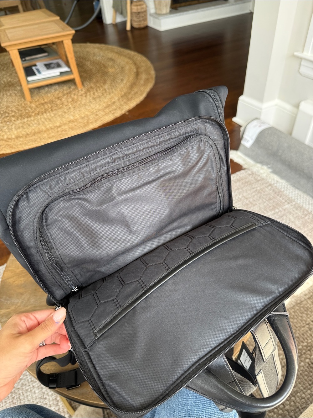 Tumi Black Nylon Roll-Top Backpack with Front Zip Pocket - Picture 5 of 11